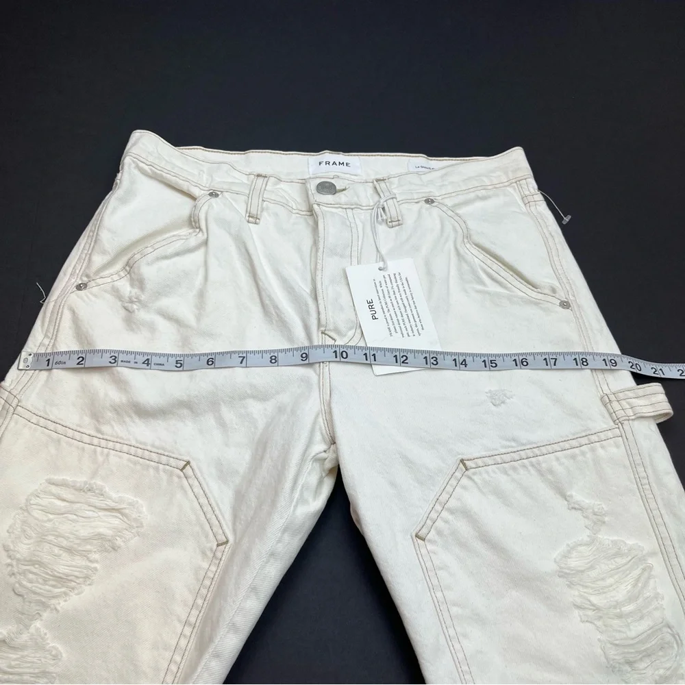 Frame Le Slouch Bermuda Off‎ White Rips Distressed Denim Short 26 NEW *TINY FLAW